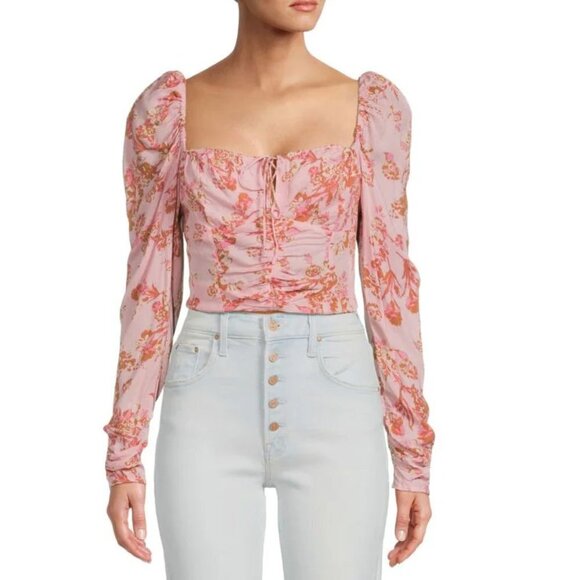 Free People Tops - NWT Free People Hillary printed floral pink crop top XS